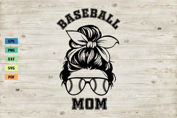 Baseball Mom Shirt SVG Messy Bun Design for Crafts and Graphics