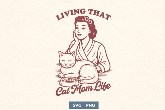 Living That Cat Mom Life SVG Retro Cat Review